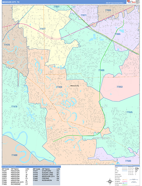 Missouri City Wall Map